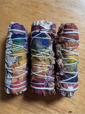 4" White Sage with Rose Pedals Bundles - 3 per pack (2 pack bundle = 6)
